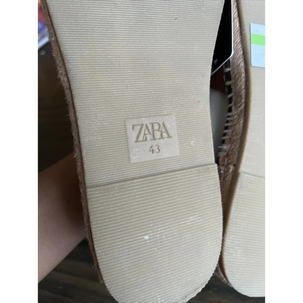 Zara Mens Espadrilles Slip On Shoes Brown Suede Contrast EU 43